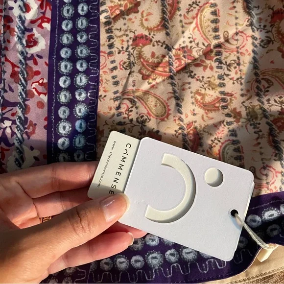 NEW Commense Navy Multicolor Paisley Patterned Floral Asymmetric Mini Skirt Sz M - Picture 5 of 7